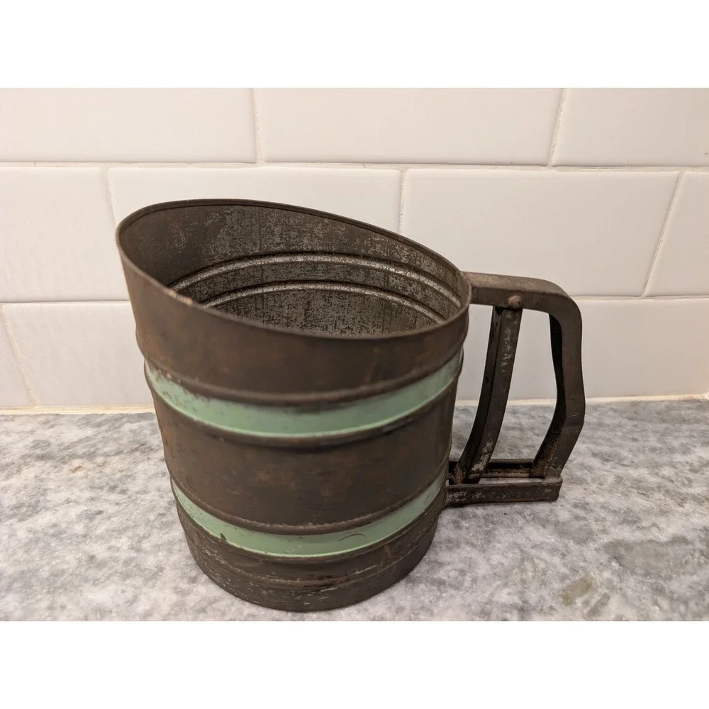 Vintage Savory Sift-Chine Sifter with Green Stripes, Made‎ In USA